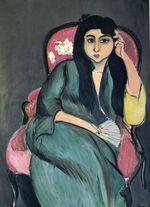 Laurette in Green in a Pink Chair 1917